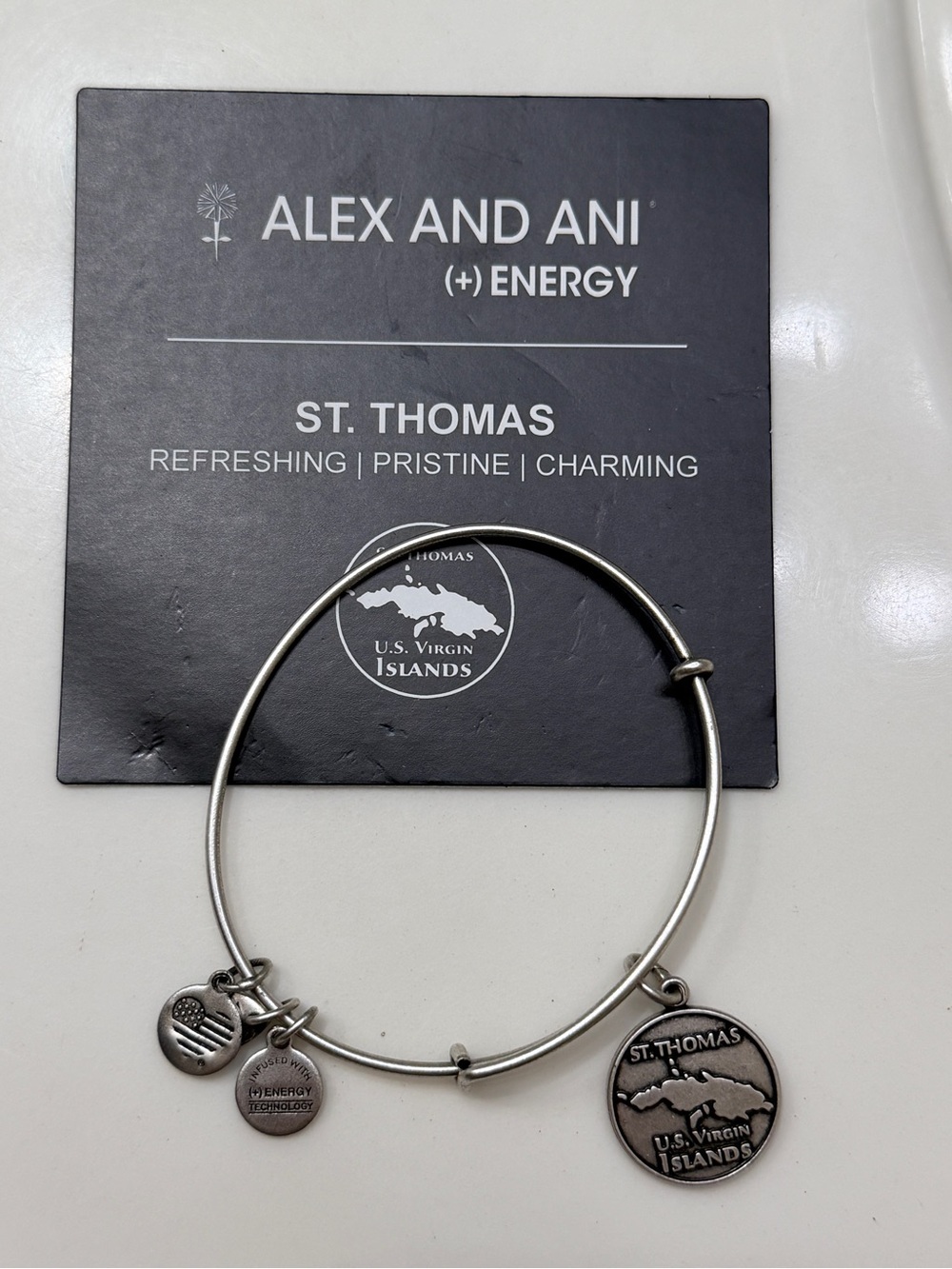 Alex and Ani Silver St. Thomas U.S. Virgin Islands Charm Bangle
